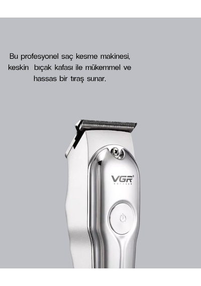 Gümüş Desenli Şarjlı Tıraş Makinesi - 120 Dakika Çalışma Süresi, 3 Başlıklı