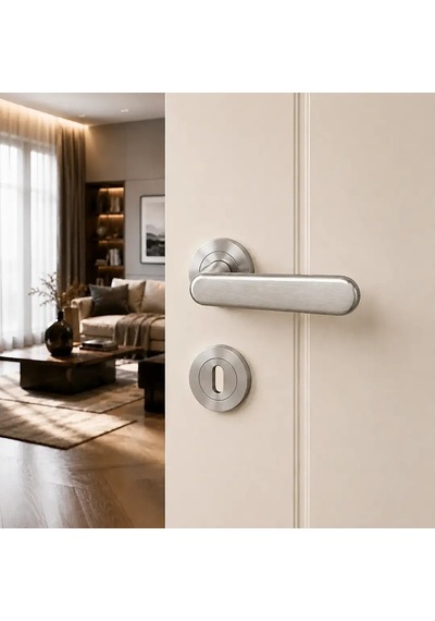 Sese Esin Modeli Yuvarlak Rozetli Oda Kapı Kolu Inox Renk 200-261r-01-53