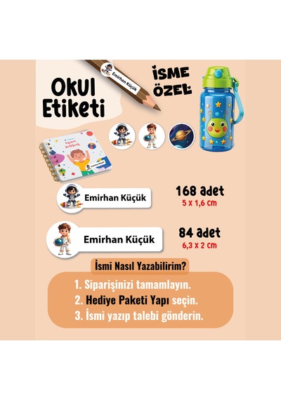 Okul Etiketi Kalem Defter Etiketi Astrox Özel İsim Yazılabilen Etiket - 252adet