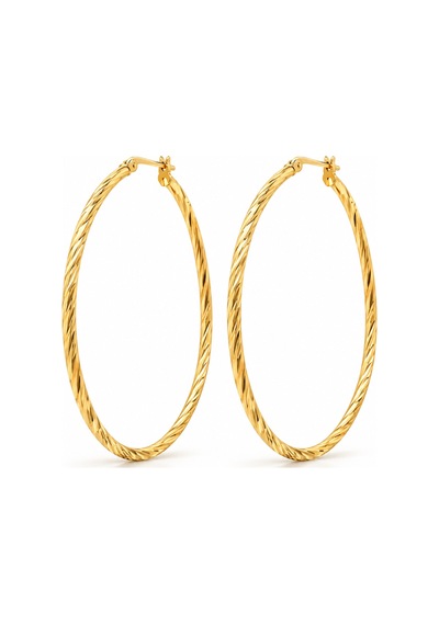 Burgulu Dokulu Halka Küpe Gold Gold