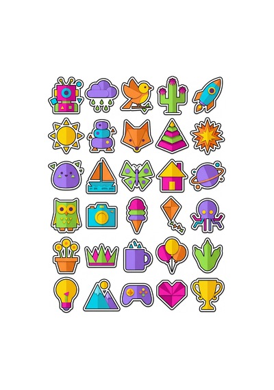 Sanat Tasarım Geometrik Sticker Seti 150 Adet - 5'li Mega Paket - Laptop Defter Ajanda Etiketi Çok Renkli