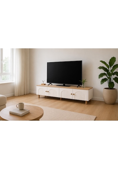 Pema Home Bohem %100 Mdf Membran Kaplama Peri Tv Ünitesi Beyaz