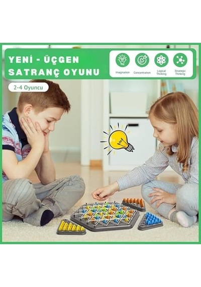 Üçgen Zincir Satranç Oyunu Eğitici Zeka Ve Strateji Oyunu Ebeveyn-çocuk Etkileşimli Masa Oyunu, 2-4 Oyuncu