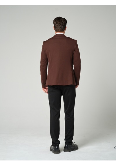 Bonesti Erkek Slim Fit Blazer Ceket Kahverengi Koyu Kahve