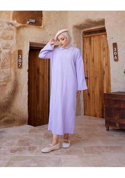Olla Collection Nila Triko Elbise Lila