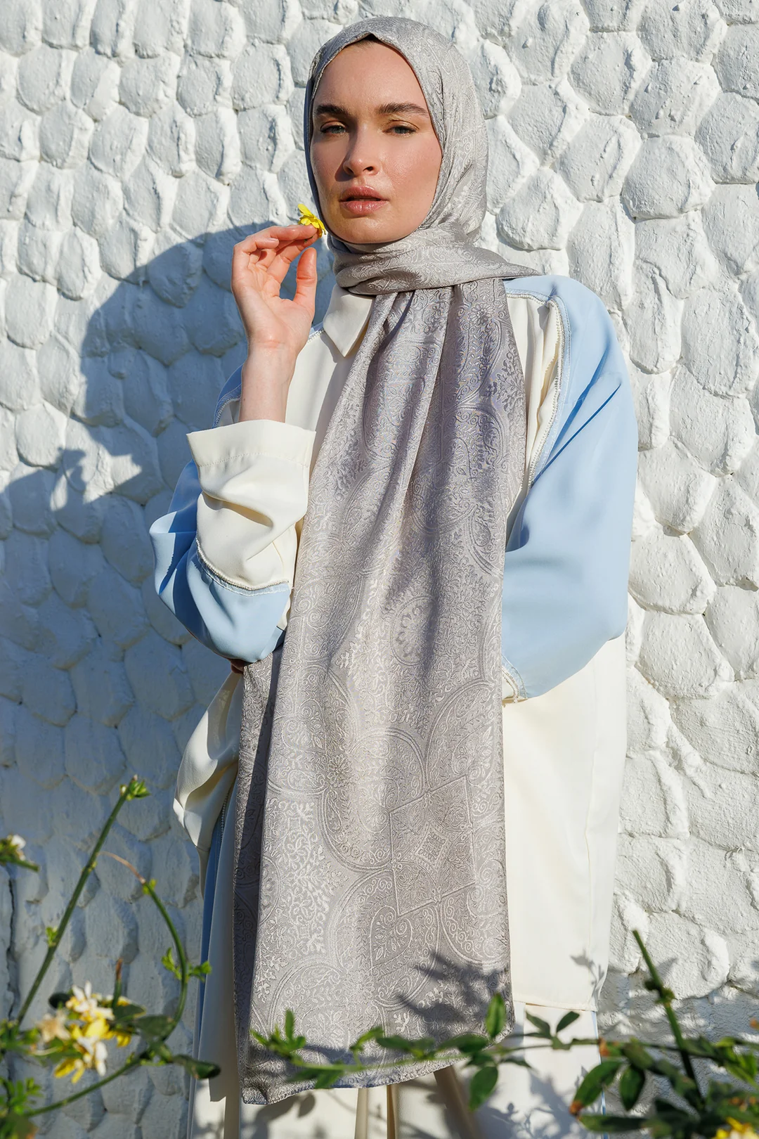 Mooncorn Vera Desen Shine Line Şal Vizon-taş Rengi Taş