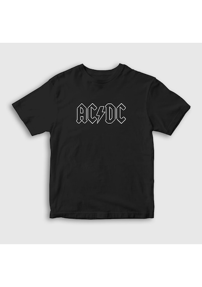 Presmono Unisex Çocuk Black Ac/dc T-shirt Siyah