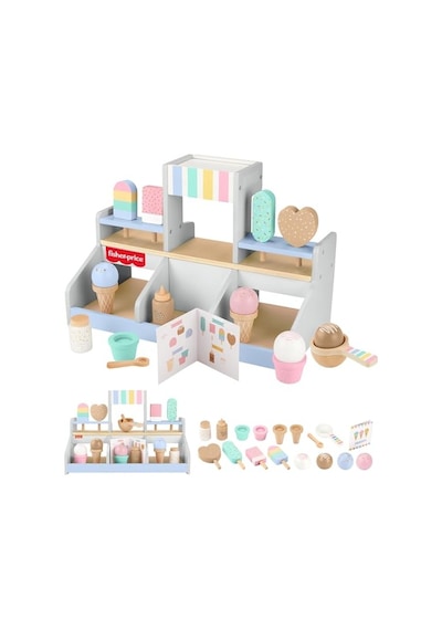 Ahşap Dondurma Dükkanı Okul Öncesi Çağdaki Çocuklar İçin 18 Ahşap Parçadan Oluşan Fisher-price Ahşap Dondurm
