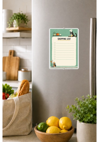 Alışveriş Listesi - A5 - Mıknatıslı - Pvc - Buzdolabı Notluk & Masaüstü - Yaz Sil - Planlayıcı - 4388 Çok Renkli