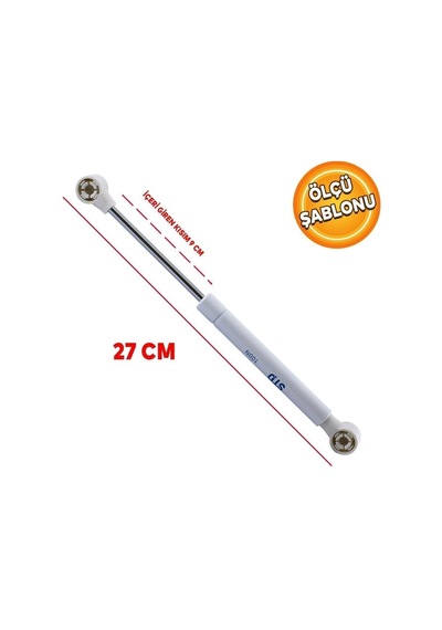 Dolap Kapak Gazlı Amortisörü Pistonu Kapak Kapağı Hidroliği 27 Cm 100n Gri - 1 Adet