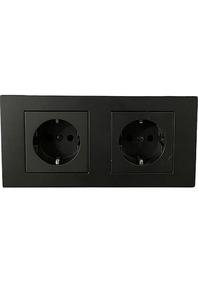 Ovivo Grano Siyah 2'li Set Topraklı Priz+Topraklı Priz