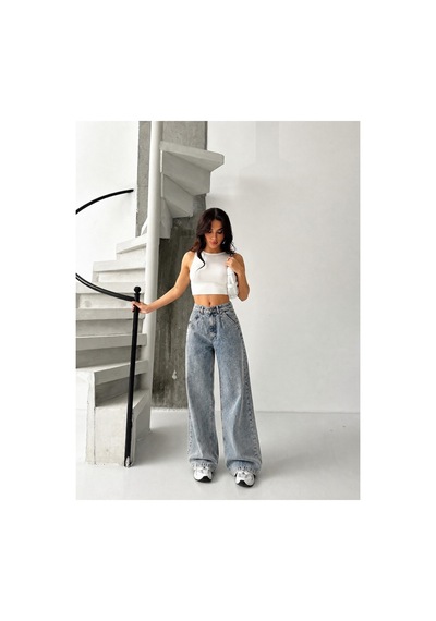 Kene Jeans Yüksek Bel Tintli Esnek Ön Arka Pensli Ön İşlemli Baggy Bol Paça Jeans Tintli Kene Jeans Yüksek Bel Tintli Esnek Ön Arka Pensli Ön İşlemli Baggy Bol Paça Jeans Tintli