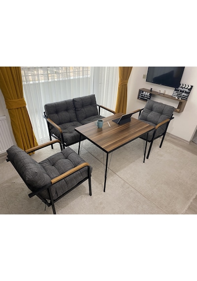 Modern Venüs Balkon, Bahçe, Cafe - Salon - Metal Kanepe Koltuk Takımı - 2+1+1 + Masa Antrasit Modernsh56 Antrasit Modern Venüs Balkon, Bahçe, Cafe - Salon - Metal Kanepe Koltuk Takımı - 2+1+1 + Masa Antrasit Modernsh56 Antrasit