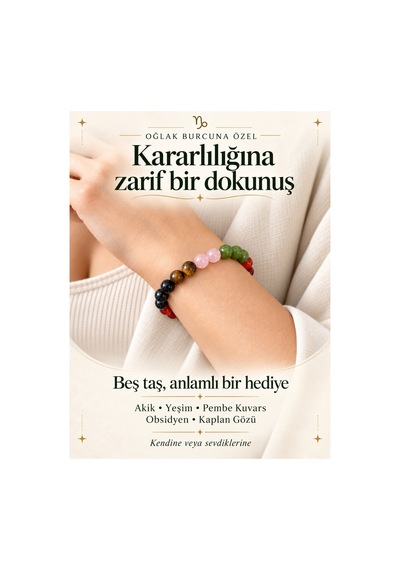 Oğlak Burcuna Özel Doğaltaş Bileklik Yeşil - 927978828 Yeşil