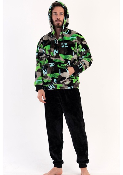 Vienetta Erkek Uzun Kol Welsoft Kapüşonlu Siyah Pijama Takım C9t7n0o403 001