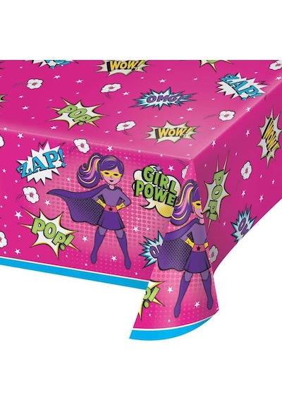 Superhero Girl Teması Masa Örtüsü 1 Adet