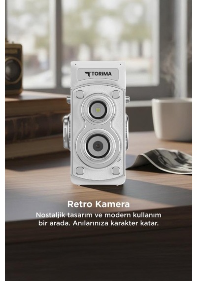 Torima CMR44 Mini Retro Dijital Fotoğraf Makinesi Beyaz
