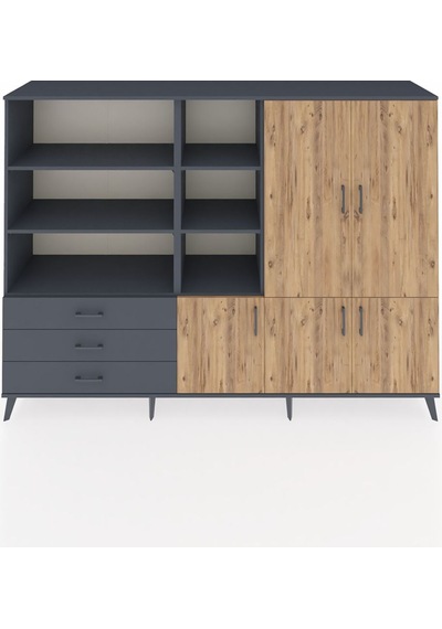 Hyperion Dolap 11 Raflı 3 Çekmeceli 5 Kapaklı 220x44x163 Antrasit Antrasit-çam/antrasit Hyperion Dolap 11 Raflı 3 Çekmeceli 5 Kapaklı 220x44x163 Antrasit Antrasit-çam/antrasit