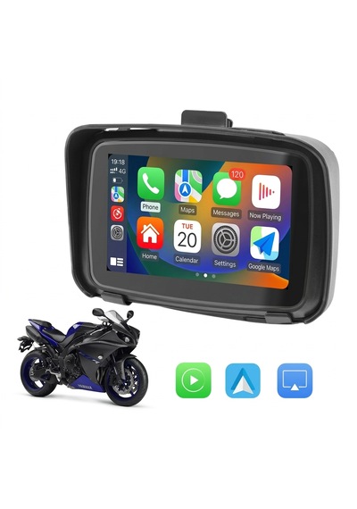 Su Geçirmez 5 İnç Güneşlikli Ips Dokunmatik Ekranlı Taşınabilir Kablosuz Carplay Android Auto Gps Motosiklet