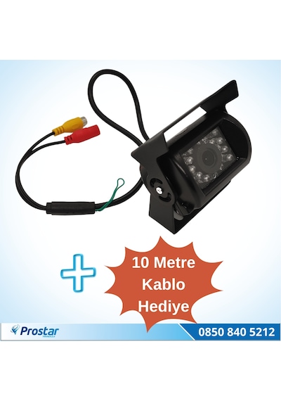 Metal Otobüs Kamyon Tır Geri Görüş Kamerası + 10 Metre Kablo Led