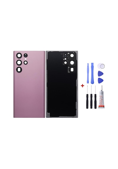 Samsung S22 Ultra Mor Uyumlu Arka Cam Kapak Pil Kapağı Tamir Set B7000 Set Mor