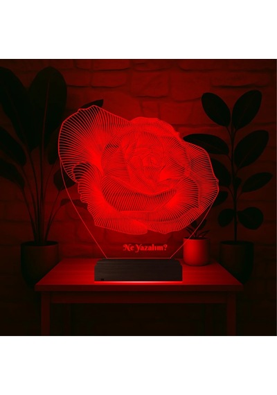 Luvivia Gül Sevgiliye Hediye Kişiye Özel 3d Lamba - Masa Gece Lambası