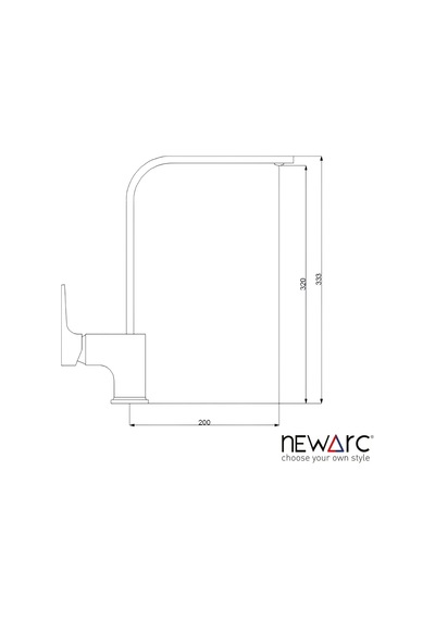 Newarc 941888L Aqua Köşe Borulu Eviye Mutfak Bataryası Altın