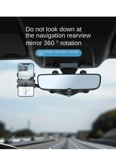 Araç İçi Telefon Tutucu Ergonomik Rahat Kullanım Dikiz Aynasına Montaj 360 Derece Dönebilen