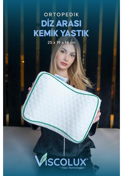 Bacak Arası Ortopedik Yastık - Diz Bacak Arası Visco Yastık Bacak Destek Minderi Pembe 25x19x14, Yeşil Çok Renkli