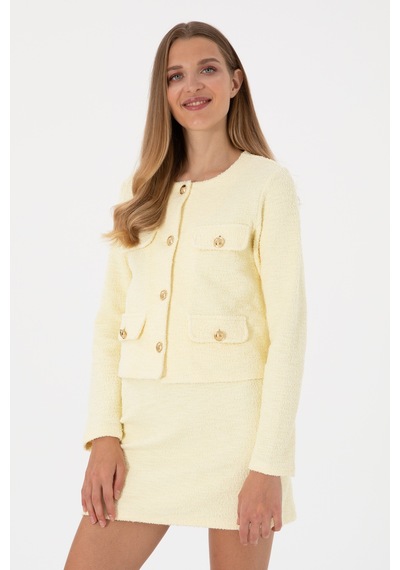 U.S. Polo Assn. Kadın Limon Örme Ceket 50300748-VR035