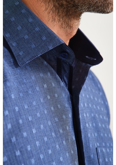 Klasik Kısa Kol Açık Zemin Kutu Desen Keten Cotton Hediye Kutulu Erkek Gömlek Fs-000745 - Koyu Lacivert-1668 Klasik Kısa Kol Açık Zemin Kutu Desen Keten Cotton Hediye Kutulu Erkek Gömlek Fs-000745 - Koyu Lacivert-1668