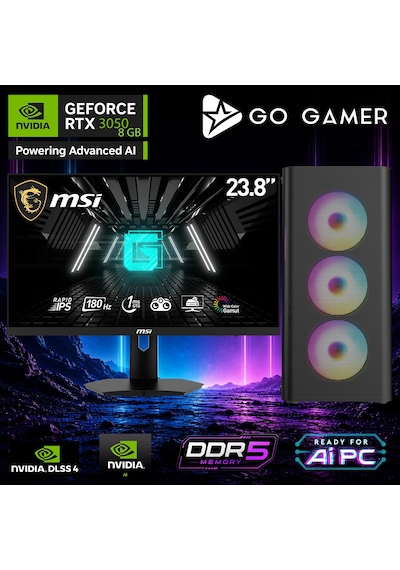 Go Gamer AE125D R5-7500F 32 GB 1 TB SSD RTX3050 8 GB 24" Free Dos Oem Paket Masaüstü Oyuncu Bilgisayarı