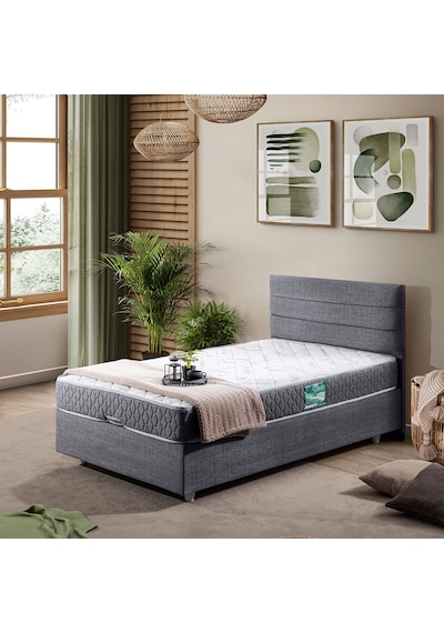 Sofia Tek Kişilik Baza Başlık Comfort Yatak Seti Gri 100 x 200