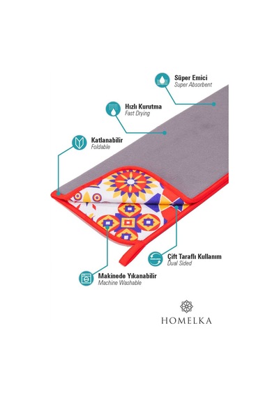 Printex Bulaşık Matı Süper Emici Bulaşık Kurutma Örtüsü 45x36cm Katlanabilir Bulaşık Matı Spain Sili Diğer