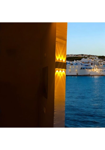 12 Watt Amber Işık Ledli, Elektrikle Çalışır, Bahçe - Villa Duvar Aydınlatma Armatürü, Amber Aplik Amber