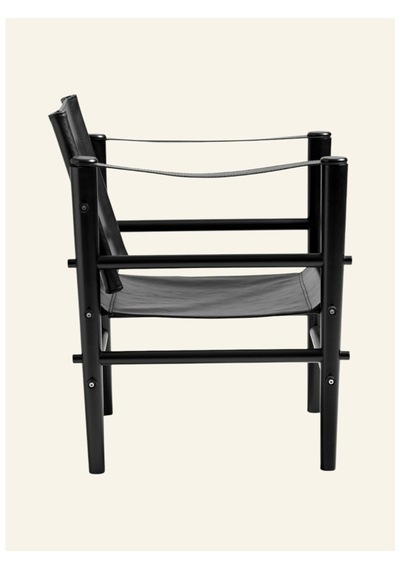 Cinas Noble Safari Lounge Koltuk Bambus Gövde Deri Oturum Skandinav Tarz 61x59x79 Cm Sandalye Siyah