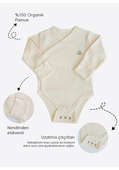 Kitikate Organik New Basic Uzayan Kruvaze Uzun Kol Body Natural Naturel