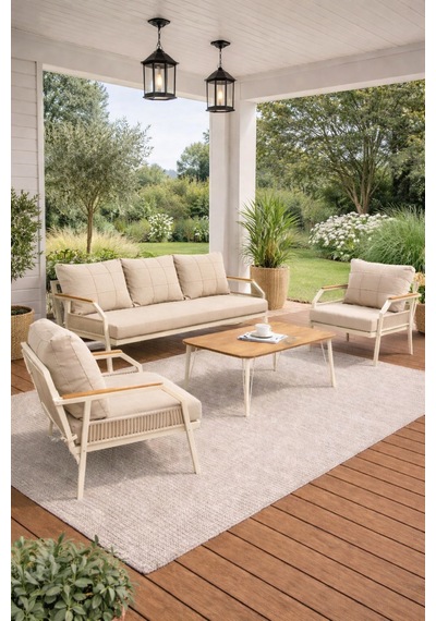 Daisy Krem 3+1+1 Masalı Bej Bahçe Oturma Grubu Balkon Teras Takımı Daisy Krem 3+1+1 Masalı Bej Bahçe Oturma Grubu Balkon Teras Takımı