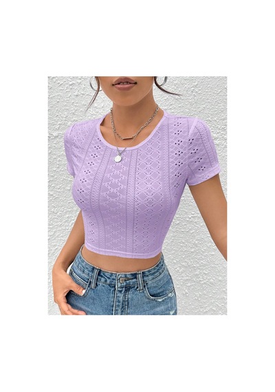 Hımmelduf Lila Belden Bağlamalı Kısa Kollu Crop Bluz LİLA