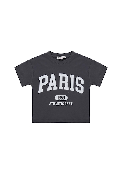 Civil Girls Paris Baskılı 2-5 Yaş Tişört - Gri Antrasit