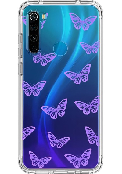 Xiaomi Redmi Note 8 Uyumlu Şeffaf Kılıf Kelebek 4 Tasarımlı