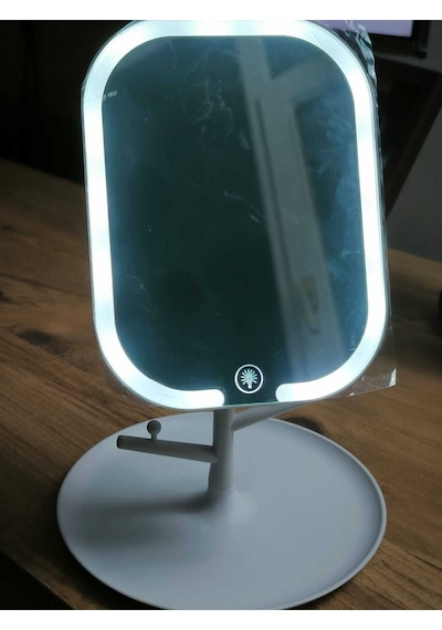 Led Işıklı Makyaj Aynası 3 Modlu Usb Şarjlı Beyaz Kare Taşınabilir Açı Ayarlı Güzellik Ayna 18x14cm Beyaz