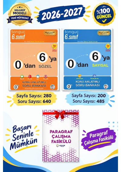 Tonguç Akademi 6. Sınıf 0'dan 6'ya Sayısal Sözel Konu Anlatımlı Soru Bankası Seti 2027