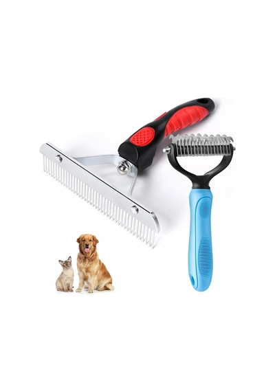 Köpekler İçin Astar Tırmığı, Uzun Diş Köpek Tırmığı + Deshedding Fırça Tarağı, Dökücü Alet Seti, Evci