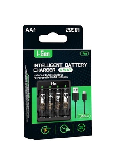 G429 4'lü Pil Şarj Aleti + 4 Adet Aa Pro 2950 Mah Şarjlı Kalem Pilli Set