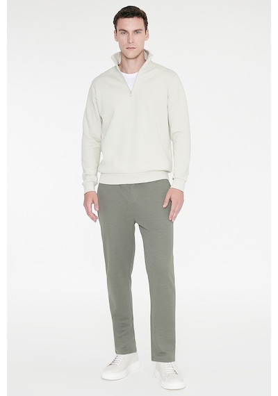 AC&Co / Altınyıldız Classics Standart Fit Normal Kesim İçi Polarlı Bato Yaka Pamuklu Erkek Sweatshirt Bej