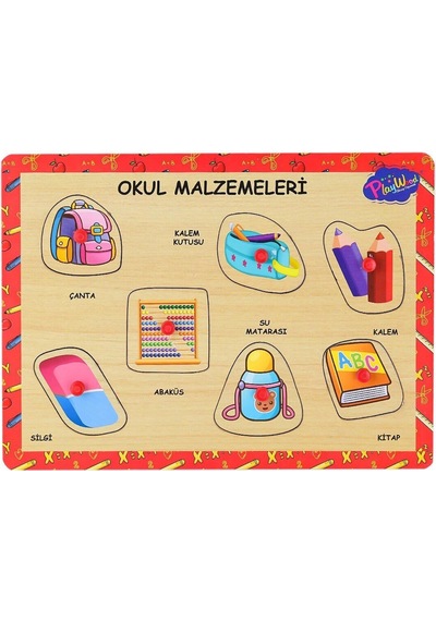 Ony-196-197 Ahşap Tutmalı Okul Malzemeleri -onyıl Oyuncak