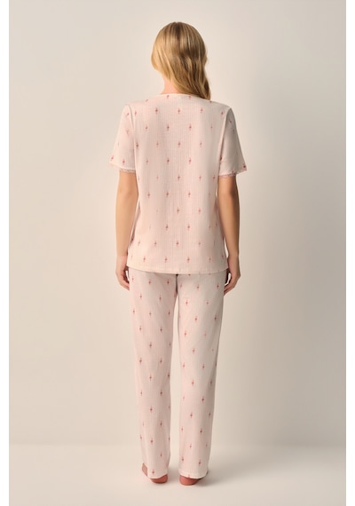 Suwen Maria Pamuklu Gömlek Yaka Pijama Takımı Sh26610660b334 Pembe