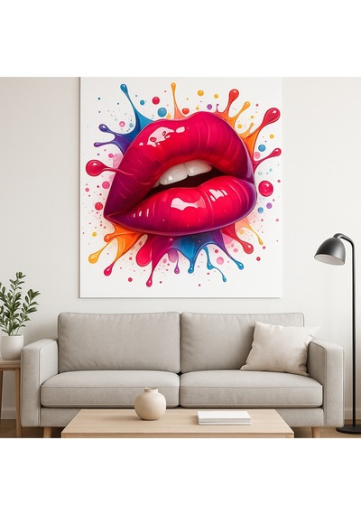 Renk Patlaması Dudak Tasarımı Cam Tablo Pop-art Ve Modern Sanatın En Enerjik Hali