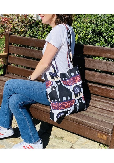 Handream Ayı Bear Figürlü Sevimli Tote Bez Omuz Çantası Çok Renkli